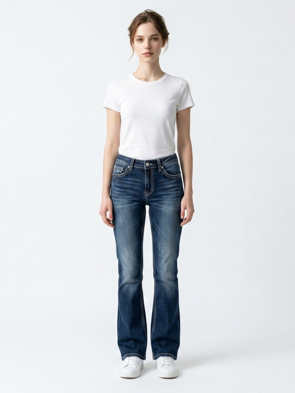 Women’s Silver Elyse Slim Dark Blue Bootcut Jeans
